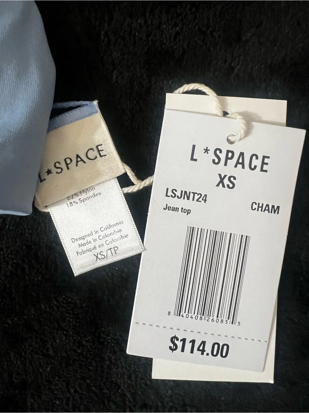 l*space Periwinkle Triangle Bikini Top with Bead Accents - XS - NWT New with Tag